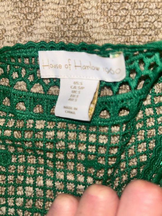 House of Harlow 1960 Green Crochet Embroidered Long Sleeve Maxi Dress Sz S NWOT - Picture 10 of 11
